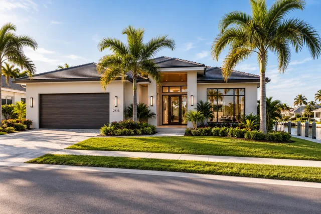 Home with palm trees in Cape Coral